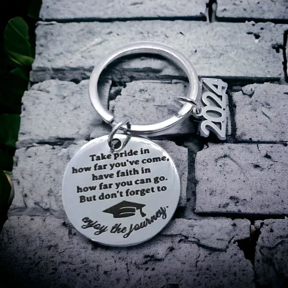 NEW Graduate Gift Bag Charm Stainless Steel Keychain Key Chain Inspiration